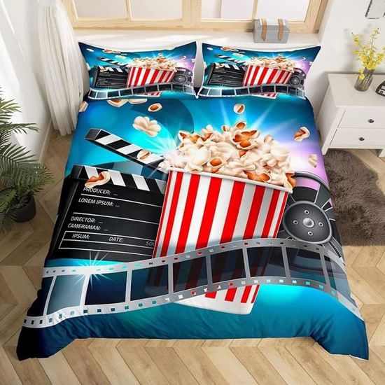 Housse De Couette 140x200 Cm + 2 Taies 65x65 Cm – Microfibre 100% – Motif Flocons De Neige 3D – Fermeture Éclair – Rouge Noël - 5