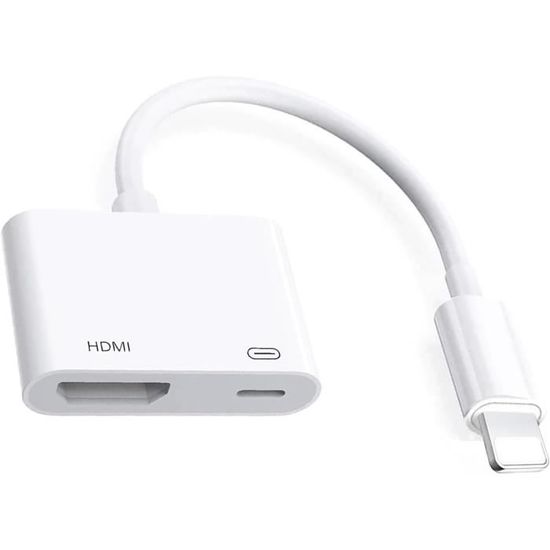 Adaptateur Lightning Vers HDMI [MFi] - Plug & Play, 1080p 60Hz - Pour IPhone, IPad - Partage D'écran Sur TV