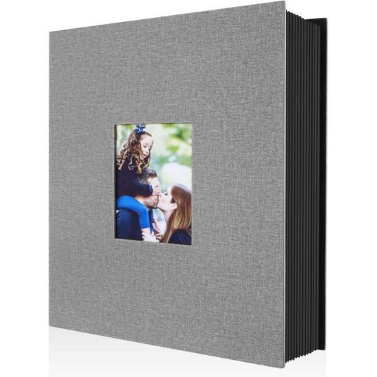 Lanpn Fotoalbum 10 x 15 cm, 50 foto's, 2 verpakkingen, klein, mini, linnen, insteekalbum voor portretfoto's, zwart