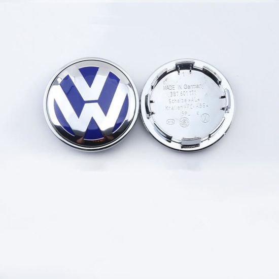 Lot de 4 centre de roue cache moyeu Remplacement pour Volkswagen 65mm Bleu 3B7 601 171