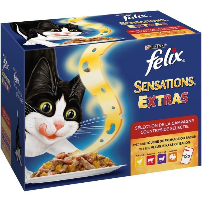 FELIX Sensations Extras Effiles en Gelee Selection de la Campagne Pour chat adulte 12x100 g Cdiscount