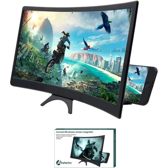 Amplificateur D'écran De Téléphone Portable De 14 Pouces, Loupe 3D, Support D'amplificateur Vidéo HD, Support De Téléphone, Support D'écran Agrandi