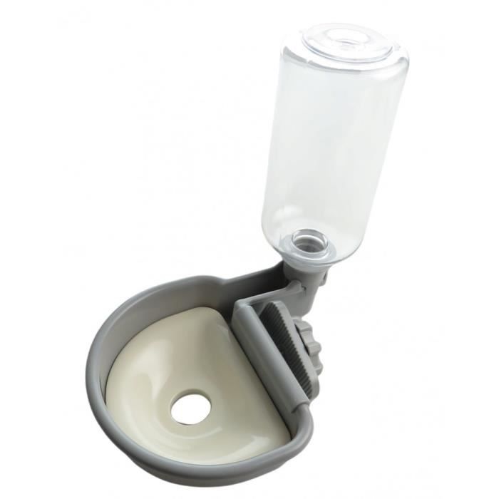 Gamelle d'eau a fixer sur cage métal, anti débordement, 480 ml, pour chien - animallparadise 25 Gris