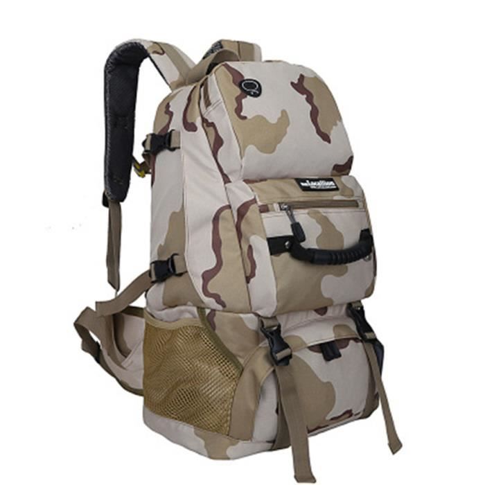 Sac A Dos de Randonnée 40L Multi-Poches Imperméable Activités Extérieurs Camouflage Sansha
