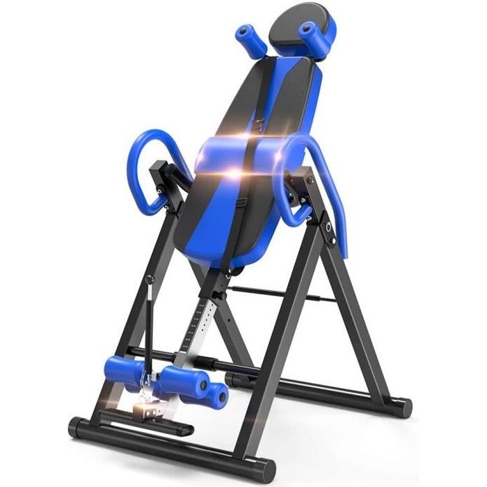 YOLEO Table d'Inversion Pliable Musculation Appareil du Dos Bras Réglable 185cm Inversion 180° Sport Exercice Maison Bureau - Bleu