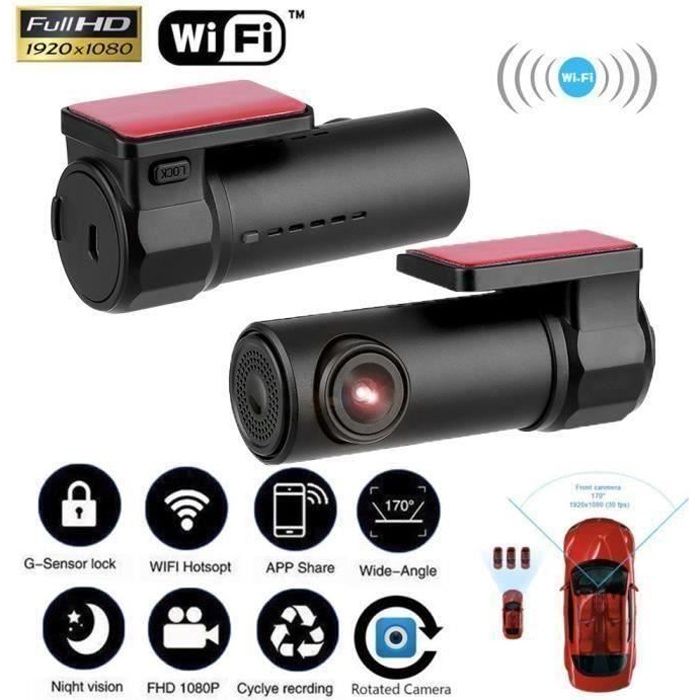 Caméra de Voiture WIFI Grand Angle de 170° Dashcam Voiture Full HD 1080P
