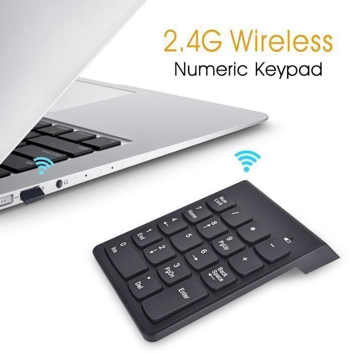 Pavé numérique sans fil iClever - 2,4 GHz - Pour ordinateurs portables et fixes, PC et MacBook - Ultra fin - Noir
