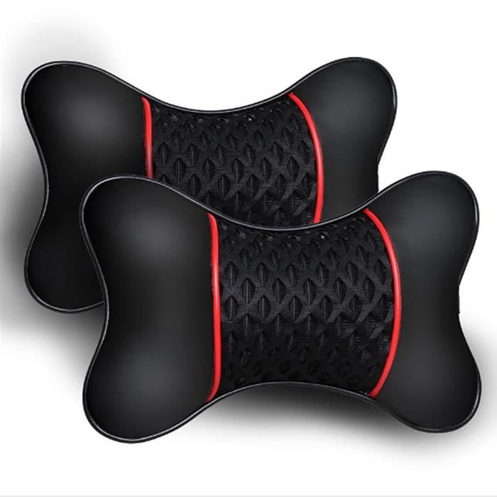 2 pièces d'oreiller de voiture en cuir PU tricoté, appui-tête, minerve, accessoires de siège, confort du conducteur et du passager