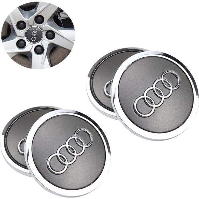 Logo Audi 69mm Centre De Roue Cache Moyeu Jante emblème Gris jantes insigne pour A4 A4L A6 A6L A5 Q5 C5 C6 Q7 - 4PCS