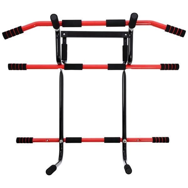 HMSPORT - Barre de tractions multifonctionnelle - Barre d'entraînement multipositions - Barre de porte Fitness Musculation - Rouge