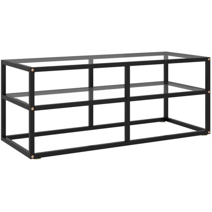 COC Meuble TV avec verre trempé Noir 100x40x40 cm #1