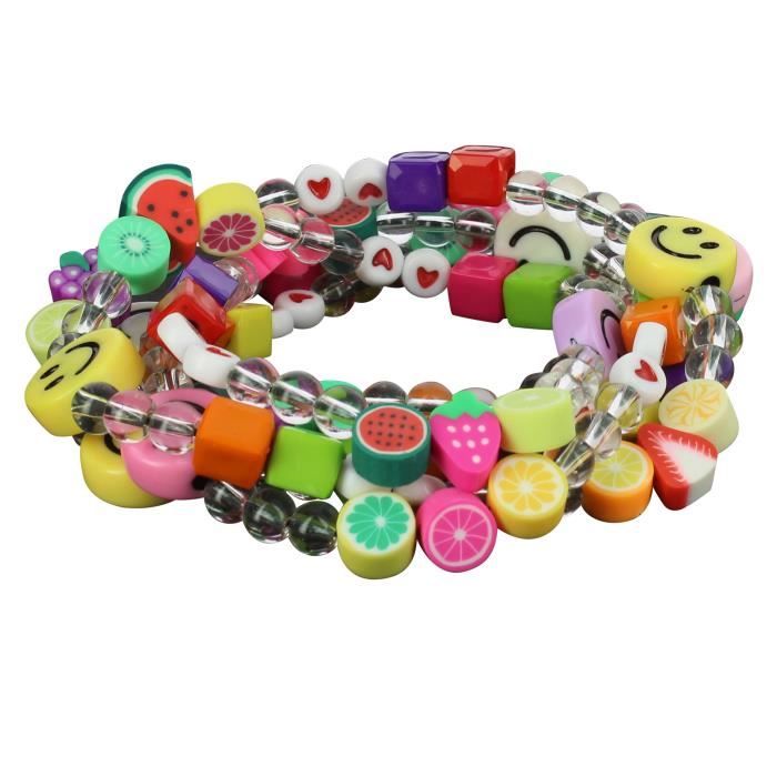 Bijou de Téléphone Collier Smiley et Fruits 110cm Collection Smile Multicolore Noir
