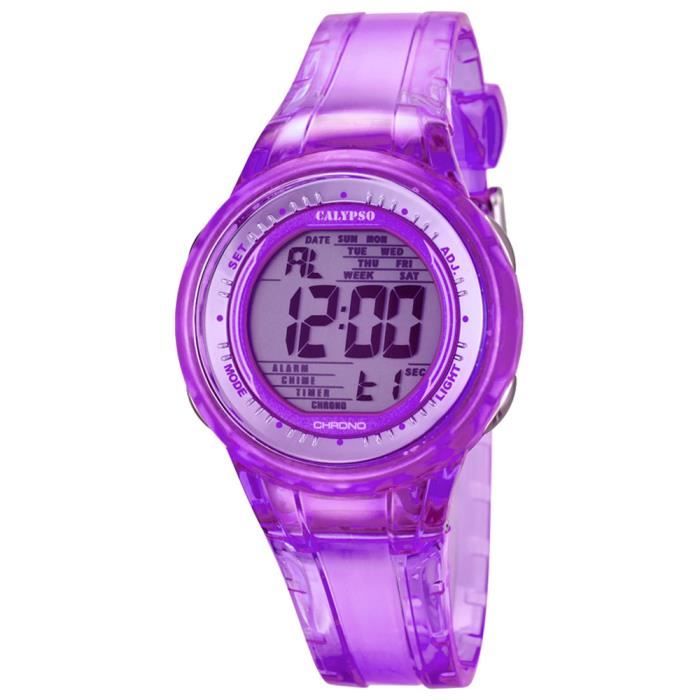 CALYPSO Montre Femme Sport Chronographe Quartz PU lila Montre bracelet UK5688-3