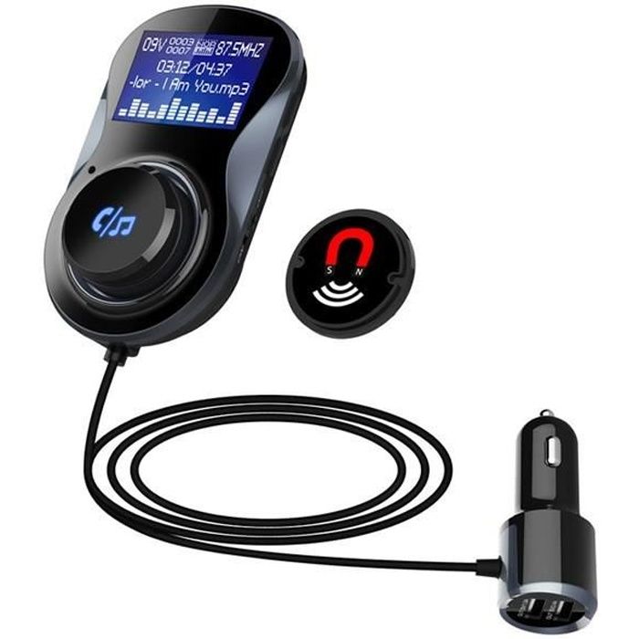 BC30 Transmetteur FM Bluetooth Double USB chargeur Bluetooth Car Kit mains libres de voiture de sortie AUX avec logement de carte TF