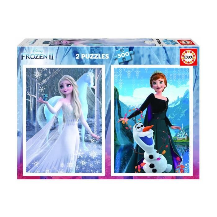 Set de 2 Puzzles Adulte Reine Des Neiges : Elsa Olaf Anna - 500 Pieces - Educa Collection Disney Nouveaute