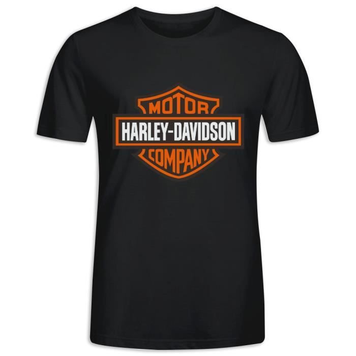Tee Shirt avec imprimé en Harley Davidson Manche Courte T-shirt Homme