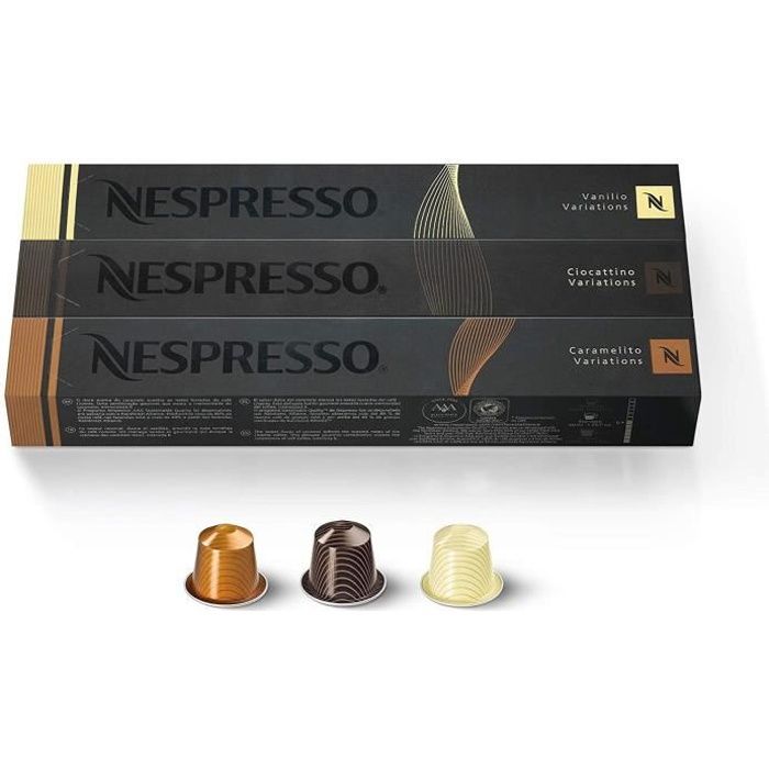Nespresso EXpresso Trio Lot de 30 capsules de café Vanilio, Caramelito, Cocoa truffle