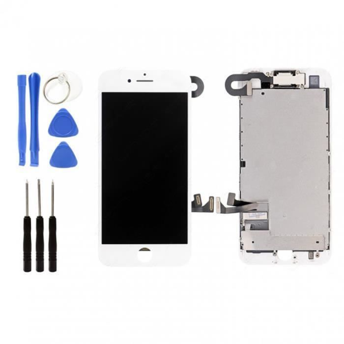 LCD Vitre Tactile Complet sur Châssis pour iPhone7 Blanc avec Outils Bouton Home Écouteur Interne Caméra De Face Tout Assemblé
