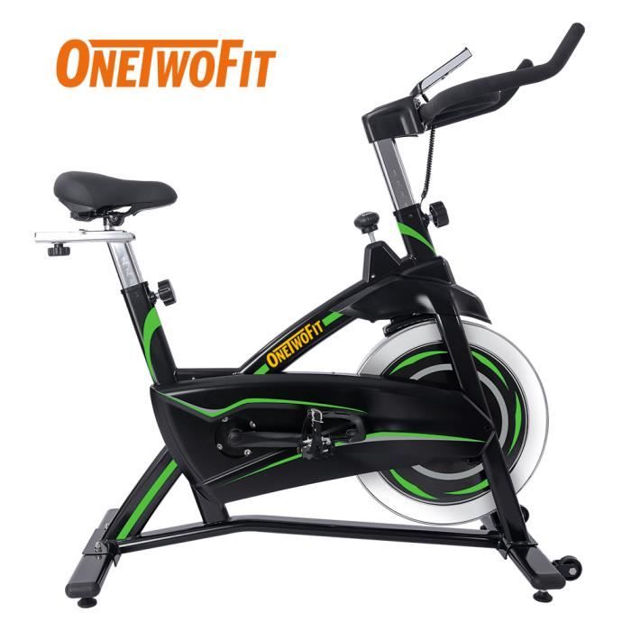 OneTwoFit Vélo d'appartement Magnétique 13kg Vélo biking avec Écran LCD Noir et Vert OT315GN