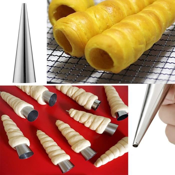 Veronique Lot de 10 Cônes de cuisson en acier inoxydable Moule Tube Croissant Fabrication Pâtisserie Moule pour Cuisine