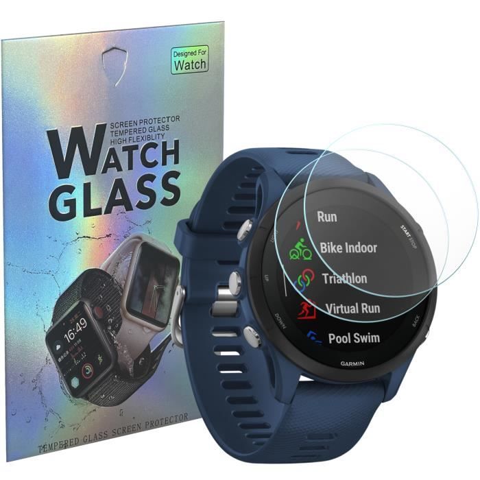 Verre Trempé pour Garmin Forerunner 255 - Forerunner 255 Music [Lot de 2] Film Protection Ecran Montre Anti Rayure Phonillico®