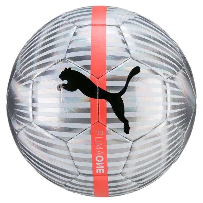 Ballon Puma One Chrome - blanc-argent-noir-rouge corail - Taille 5