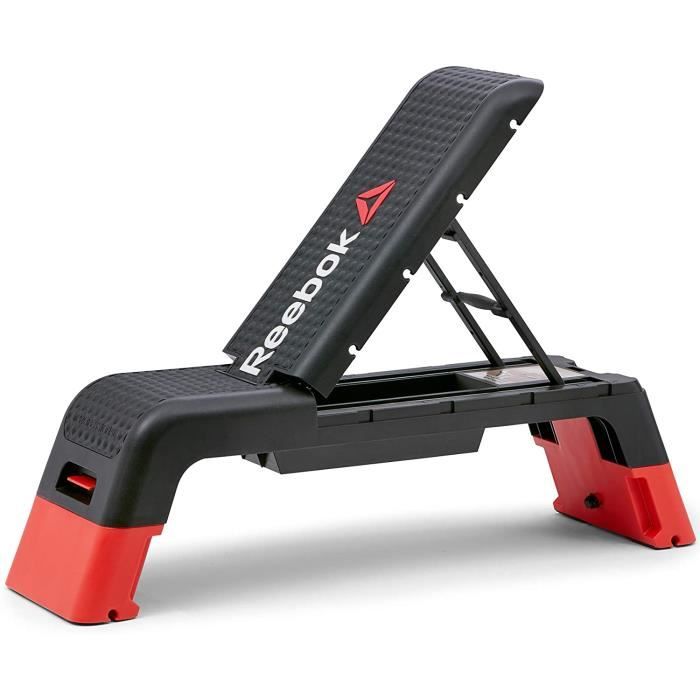Step Deck Fitness Reebok - 3 angles de position - Coloris Noir/Rouge