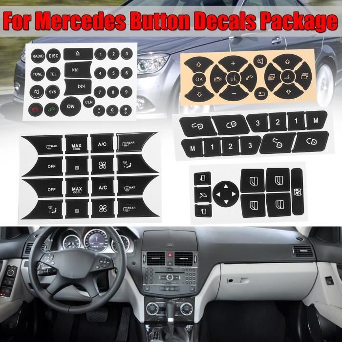 TEMPSA Voiture Autocollants Bouton De Réparation Directeur AC Serrure De Porte Fenêtre Stickers Pour Mercedes Benz 2007-2014
