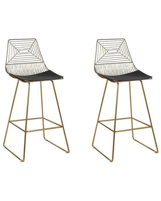 Lot de 2 chaises de bar en métal doré BISBEE