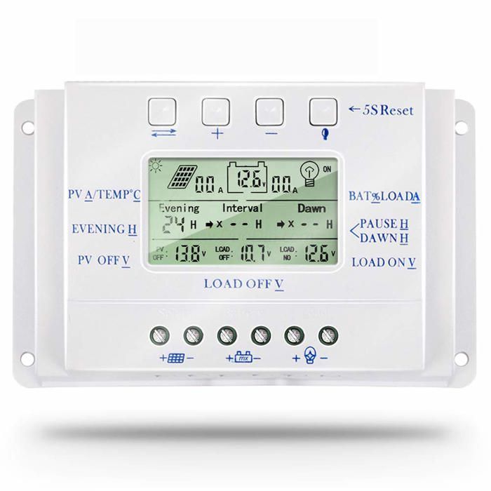 Régulateur De Charge Solaire 20A 12V/24V Auto Avec Compteur MT-1 - Parfait Pour Camping-Car, Caravane, Bateau & 2 Batteries