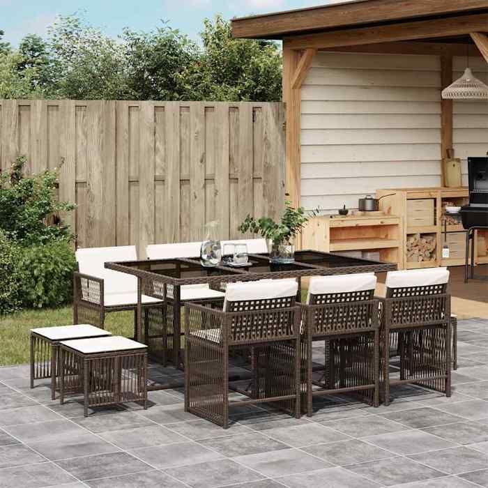 vidaXL Ensemble à manger de jardin 11 pcs