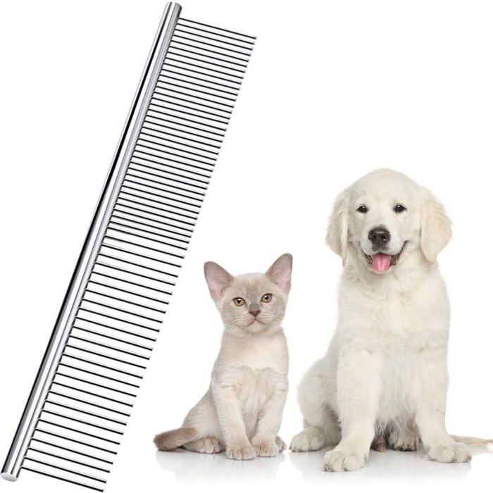 Peigne de Toilettage - LARGEIGHT - 19 x 3.5 cm - Acier Inoxydable - Couleurs Multiples - Pour Chiens et Chats