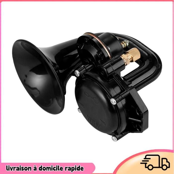 Klaxon à Air Puissant pour Camion 135 Db 12/24 V Trompette Très Forte avec Valve électrique Plat pour Voiture et Camion