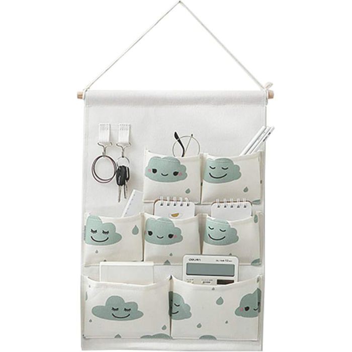 Sac de rangement suspendu sac de rangement mural 7 poches sacs de rangement organisateur mural en tissu pochette de rangement