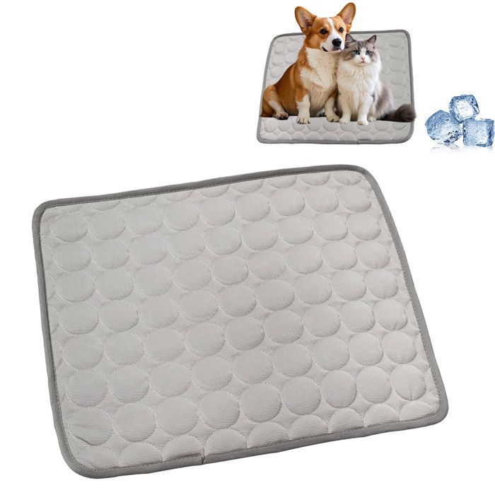 Comparer les prix de Tapis Rafraîchissant Chat Gris L 70x55cm Auto-Refroidissant pour Animaux Moyens – Coussin Été Antidérapant et Résistant à l’Eau