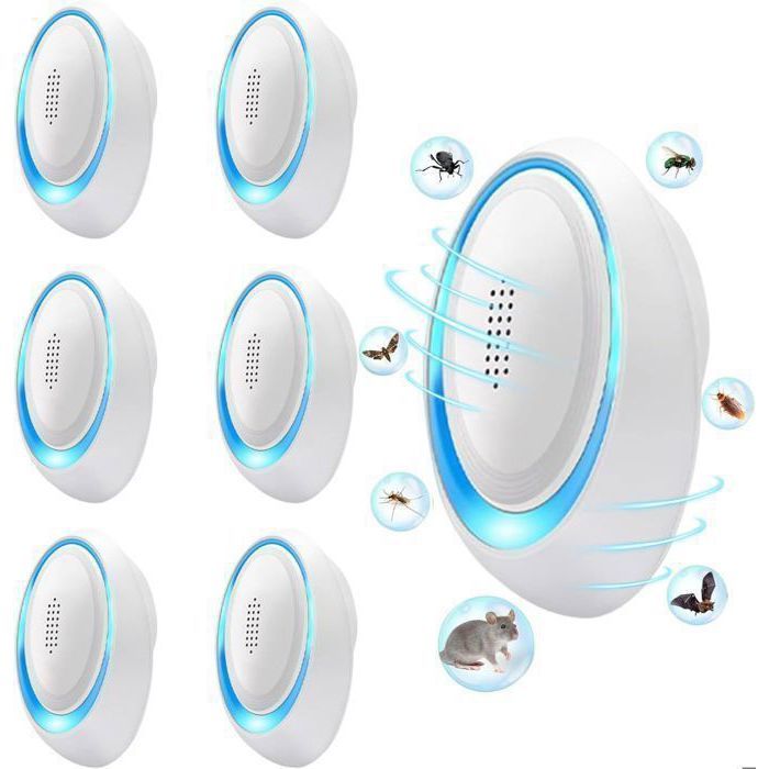 Ultrason Souris et Rats Anti Souris - Lot de 6 Antiparasitaires Intérieur-Lutte antiparasitaire Efficace pour Les Blanc Étiquette