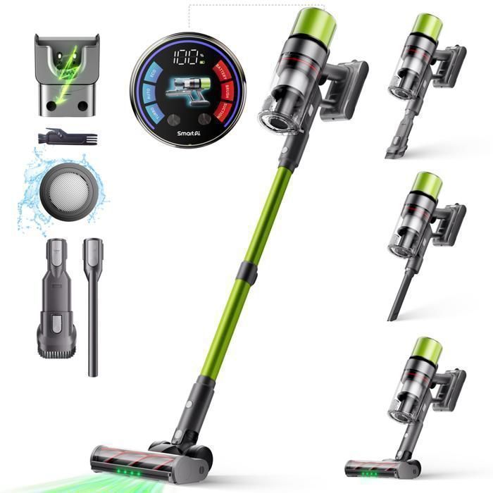 Aspirateur balai sans fil - SMARTAI V6 - 65 kPa - 70 min - Filtre HEPA 6 étapes - Samrtai