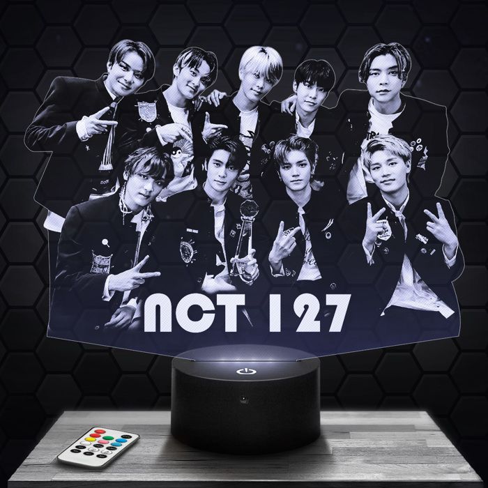 Lampe 3D - NCT 127 Kpop - Accessoire Merch Cadeau NCT 127 Kpop - Veilleuse Led Tactile avec socle au choix et télécommande