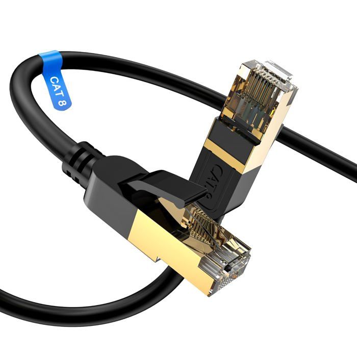 Cavo Ethernet Cat8 S/FTP Schermato RJ45 – Lunghezze Da 0.5 A 75 Piedi, Rame Placcato Oro