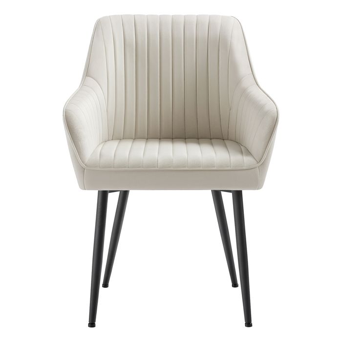 Chaise de Salle à Manger Velours Accoudoirs Charge 120 kg Pieds en Métal pour Salle à Manger Beige et Noir Chaise de Salle à Manger Velours Accoudoirs Charge 120 kg Pieds en Métal pour Salle à Manger Beige et Noir