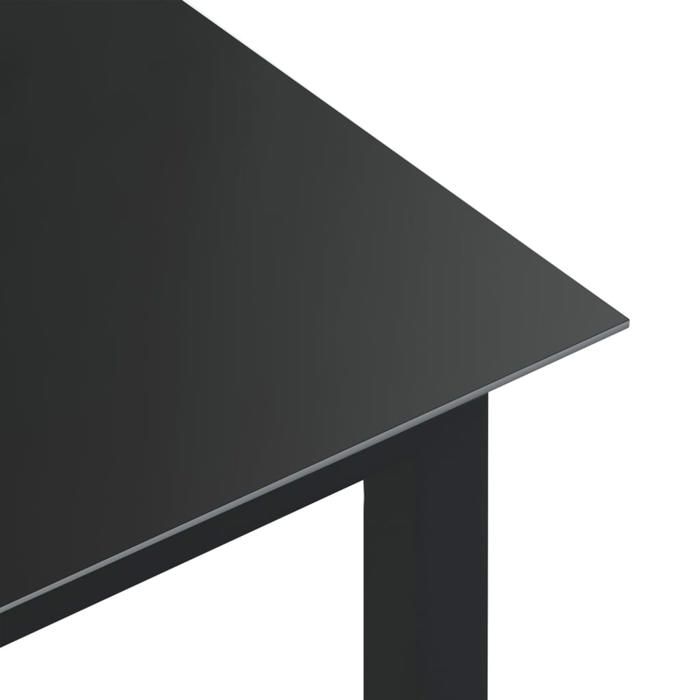 Black Friday Table à dîner de jardin BURKE 2/4 PERSONNES Noir 80x80x74 cm Aluminium et verre TTT70