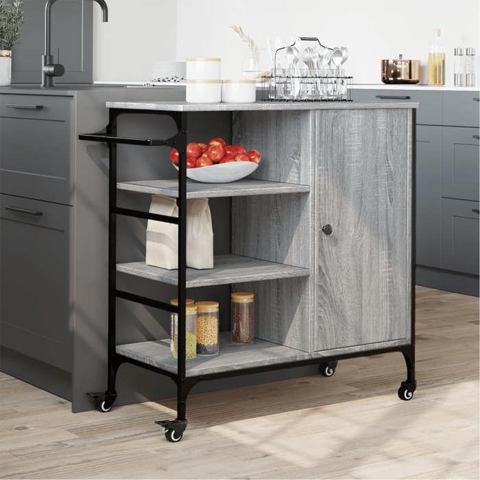 Black fridayChariot de cuisine/Chariot de Service - Desserte cuisine - sonoma gris 87 5x38 5x84 5cm bois ingénierie 8421130