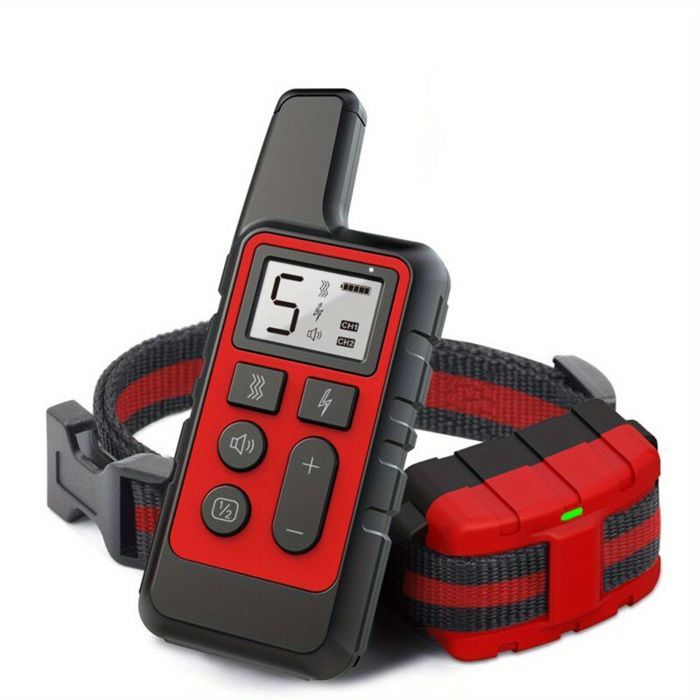 Comparer les prix de Collier anti-aboiement pour chien - PZCC - Son vibrations et ultrasons - Réglable - Portée 500 m - Rouge