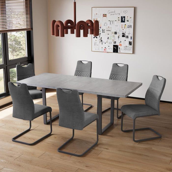 JIEXI Table à manger avec 6 chaises table de salle à manger extensible table de salle à manger