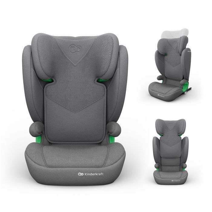 Siège auto Kinderkraft JUNIOR FIX 2 PLUS 100-150 cm ISOFIX confortable securise dossier haut guides ceinture gris