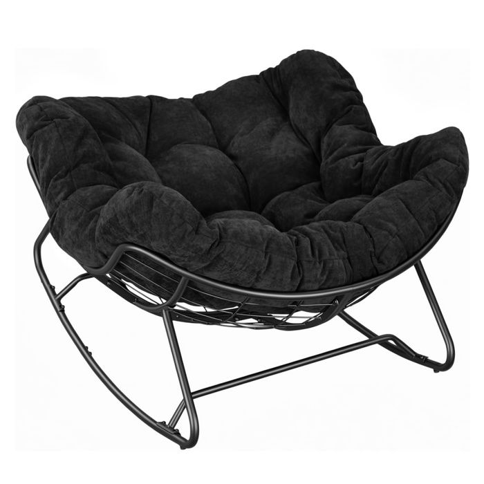 WOLTU Chaise à Bascule Surdimensionnée en Forme dŒuf Sur Pieds Courbes Métal et Chenille Charge 150 kg Noir WOLTU Chaise à Bascule Surdimensionnée en Forme dŒuf Sur Pieds Courbes Métal et Chenille Charge 150 kg Noir