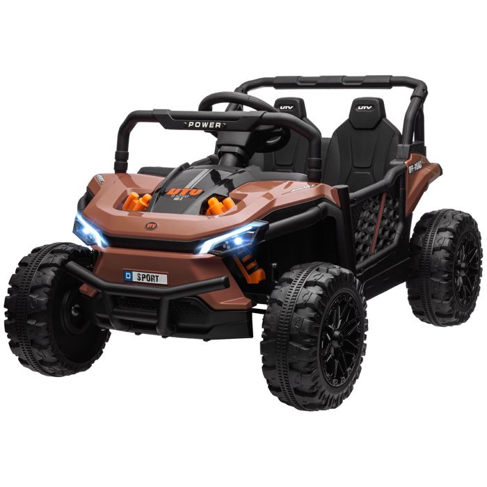 LIA Voiture électrique enfant UTV buggy électrique enfant avec télécommande 2.4Ghz 2 moteurs 103L x 69l x 59H cm marron
