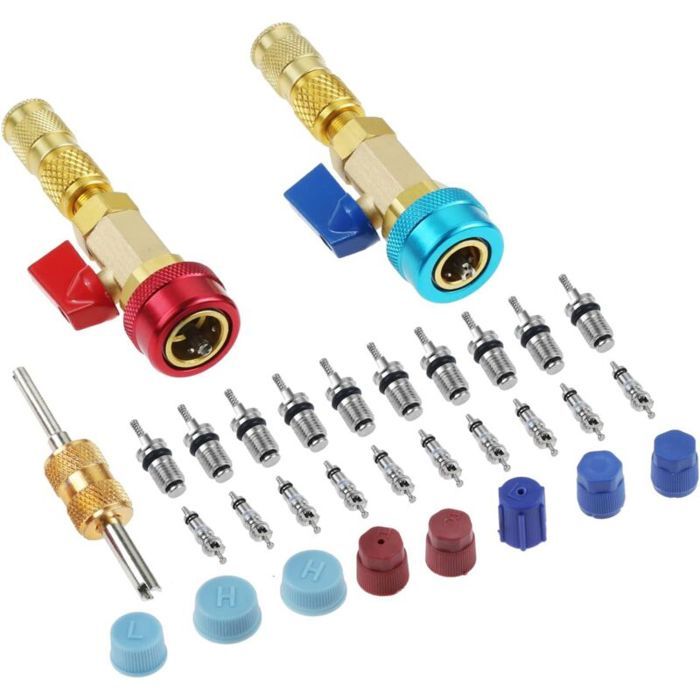 Kit d’outils de démontage rapide de noyau de valve R134A haute et basse pression pour système de climatisation au réfrigérant R134A