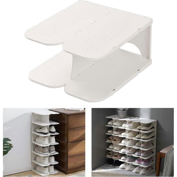 Étagère à chaussures réglable range-chaussures empilable gain de place lot de 2 Étagère à chaussures réglable range-chaussures empilable gain de place lot de 2