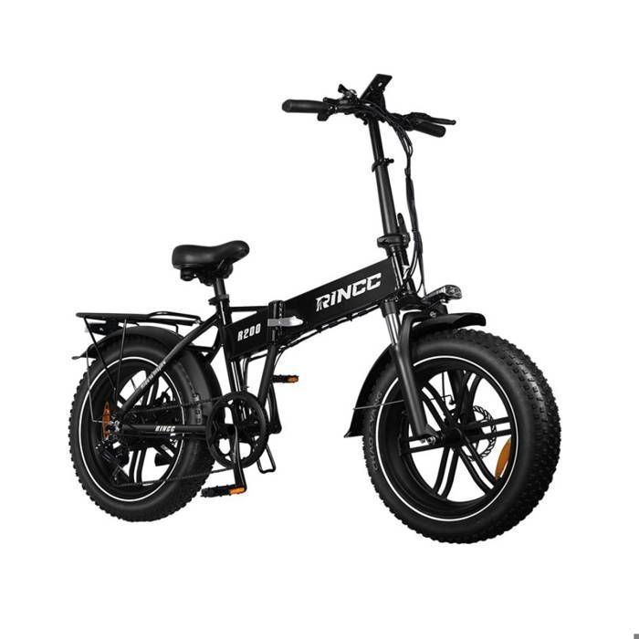 RINCC R200 Vélo électrique pliable – Moteur 750W Batterie 48V15Ah Autonomie 80–100 km (Mode Assisté) Pneus 20 × 4 0 pouces Noir